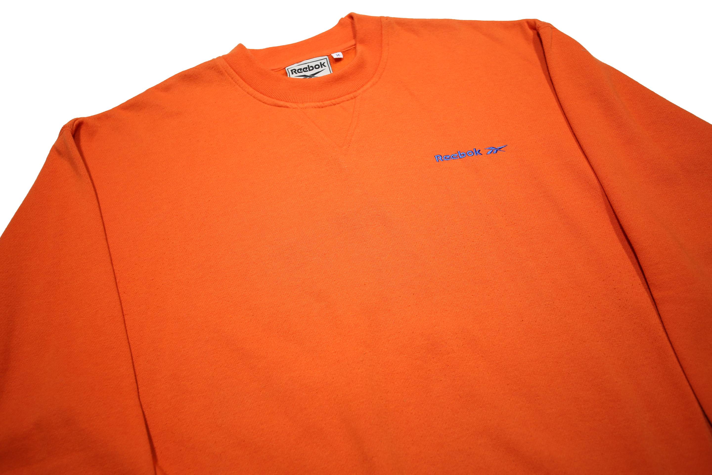 REEBOK Womens Orange Cotton Blend Crew Neck M Sweatshirt Pullover Casual Sport