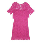 WHISTLES Womens Pink Lace Day Dress Polyester Blend Short Sleeve UK 10 Elegant