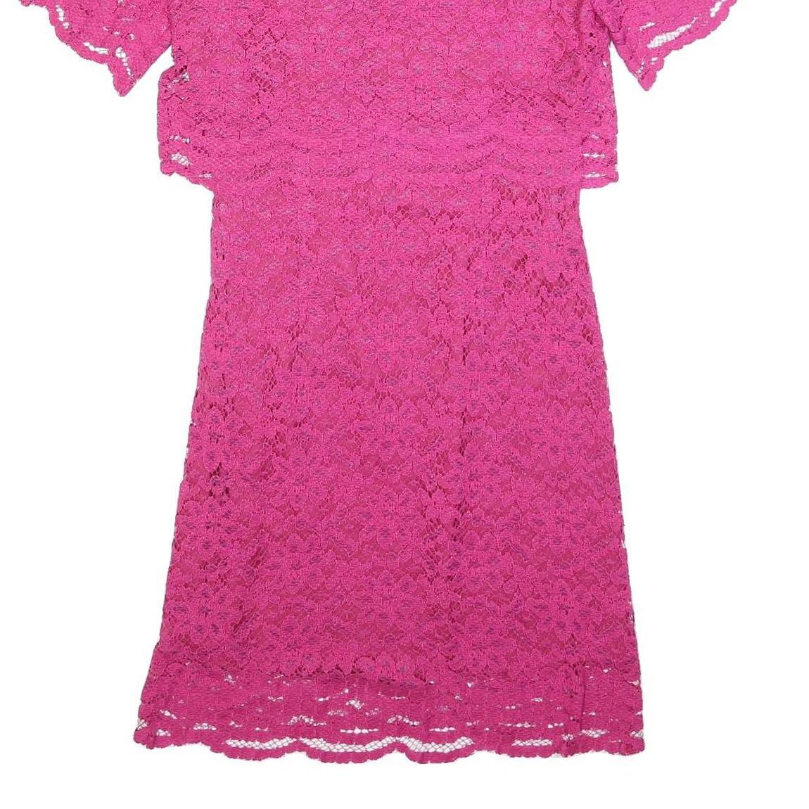 WHISTLES Womens Pink Lace Day Dress Polyester Blend Short Sleeve UK 10 Elegant