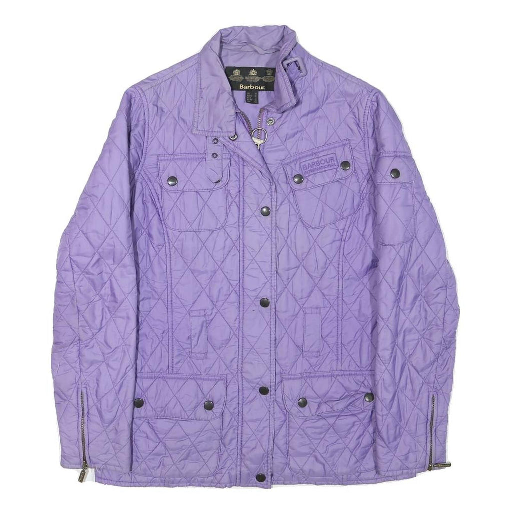 BARBOUR Womens Purple Quilted Jacket UK 10 Polyester Blend Button Closure