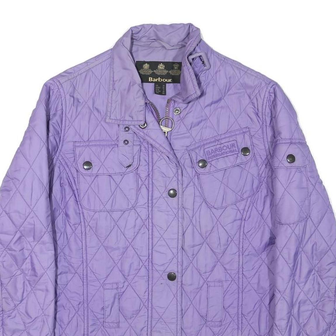 BARBOUR Womens Purple Quilted Jacket UK 10 Polyester Blend Button Closure