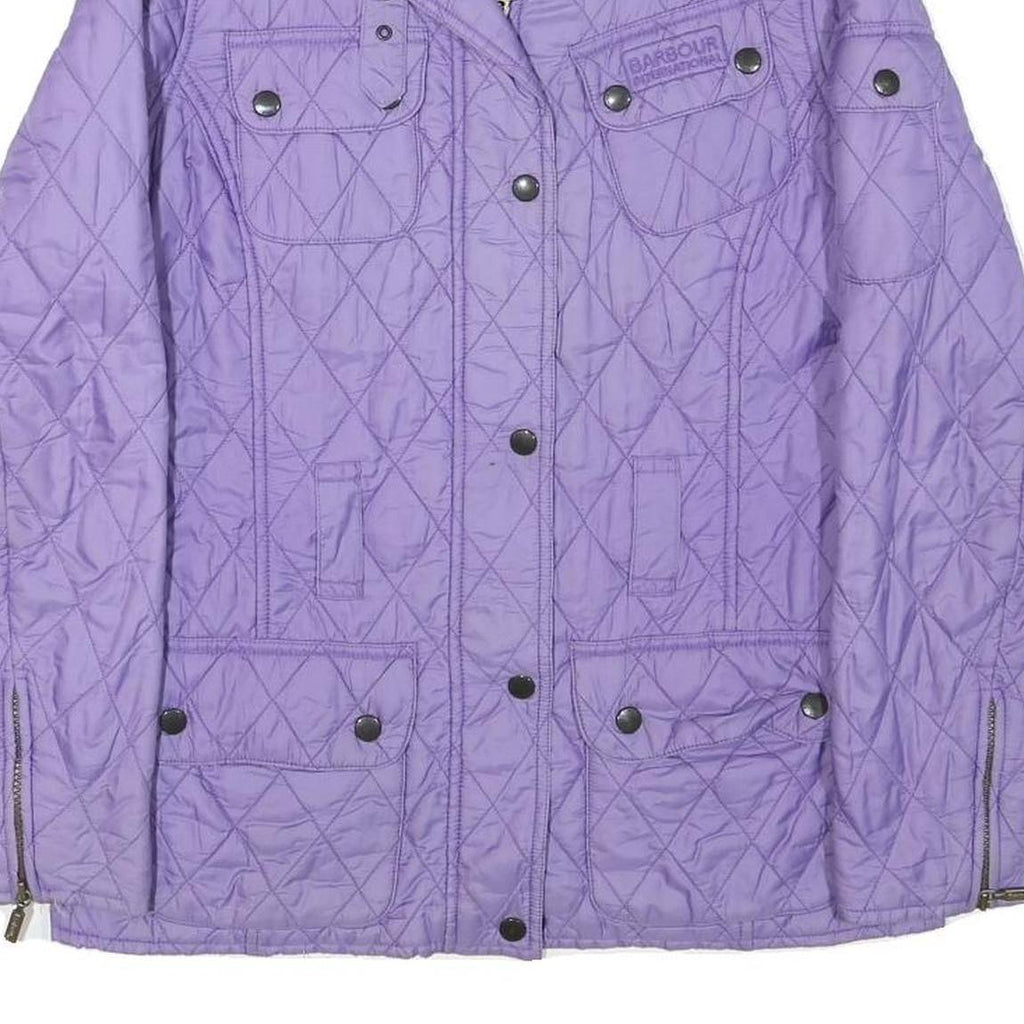 BARBOUR Womens Purple Quilted Jacket UK 10 Polyester Blend Button Closure