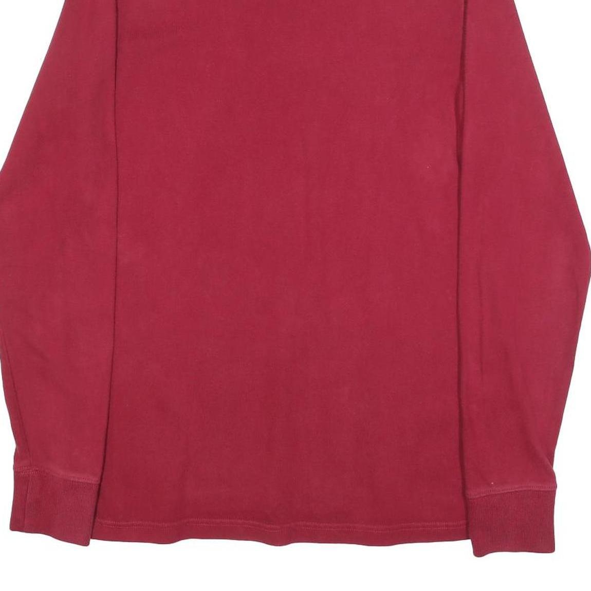 TOMMY HILFIGER Mens Red White Long Sleeve Plain M Cotton Blend Polo Shirt