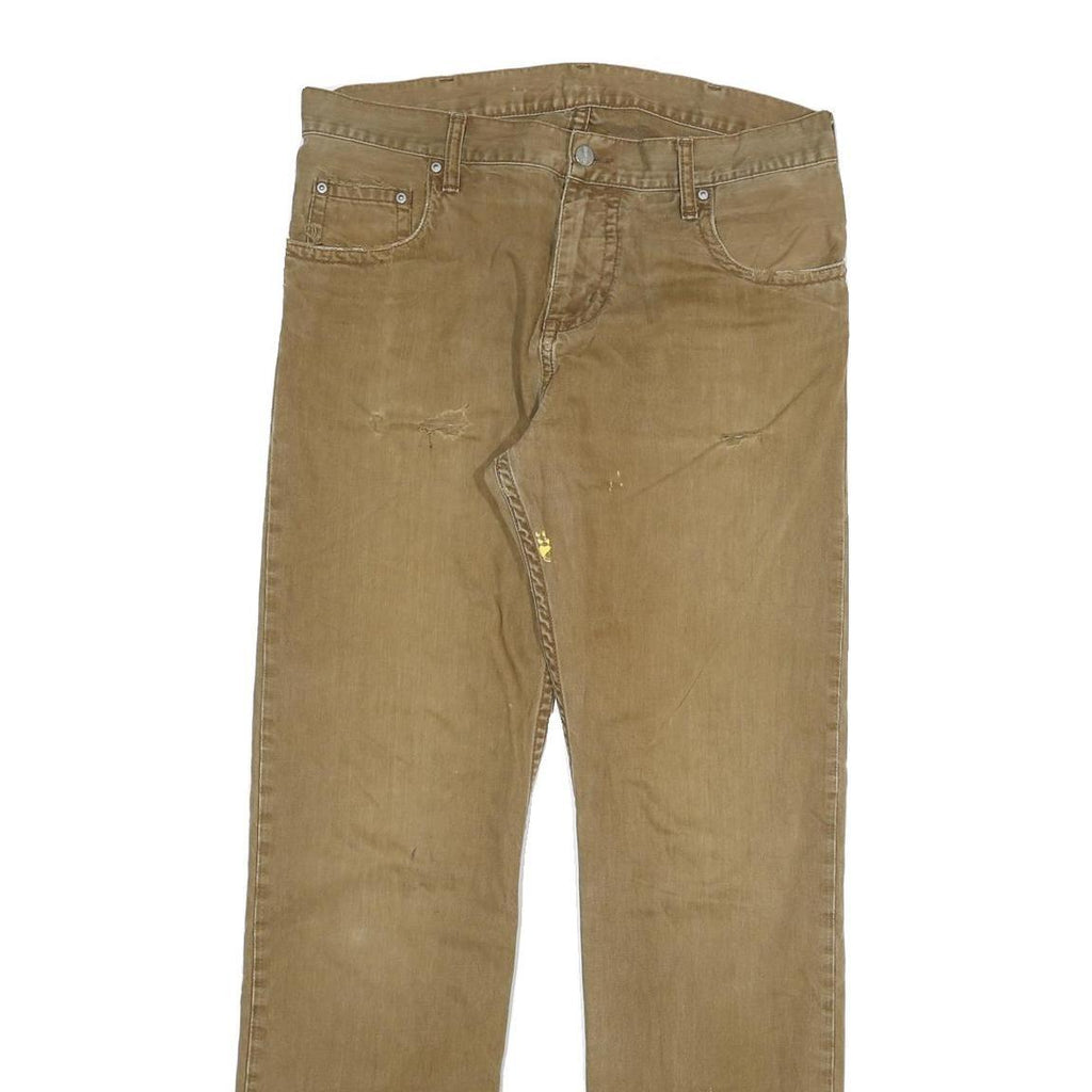 CARHARTT Mens Regular Fit Beige Cotton Blend Zip Trousers W32 L34 Durable