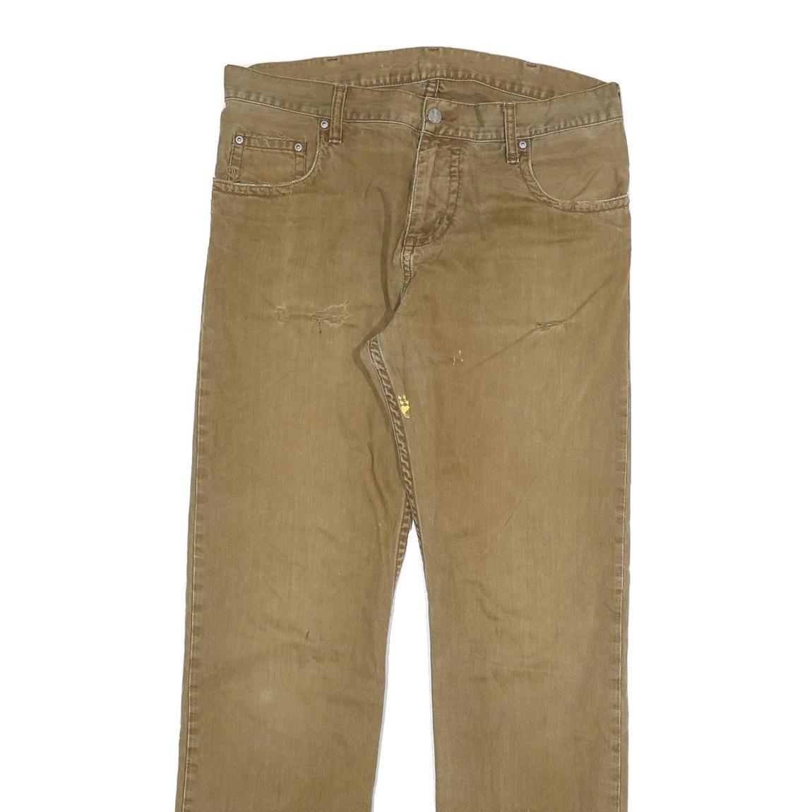 CARHARTT Mens Regular Fit Beige Cotton Blend Zip Trousers W32 L34 Durable