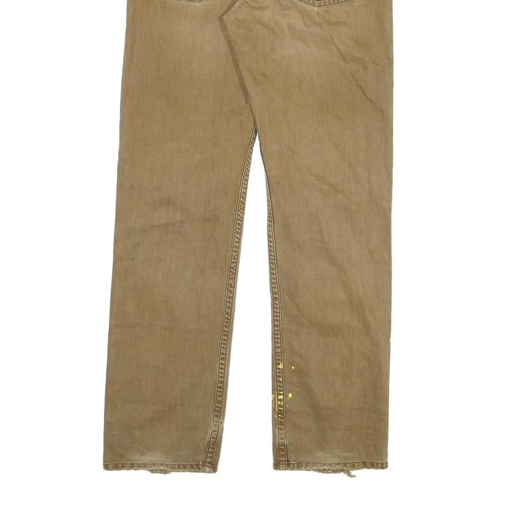 CARHARTT Mens Regular Fit Beige Cotton Blend Zip Trousers W32 L34 Durable