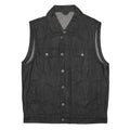 FMC Mens Black Denim Sleeveless Jacket L Zip Front Casual Style