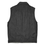 FMC Mens Black Denim Sleeveless Jacket L Zip Front Casual Style