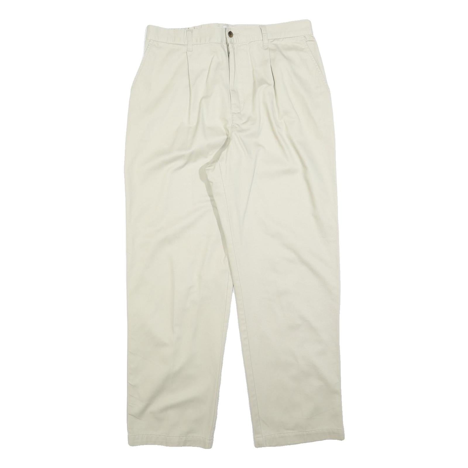 CABIN CREEK Mens Cotton Blend Beige Regular Fit Straight Leg Trousers W32 L30