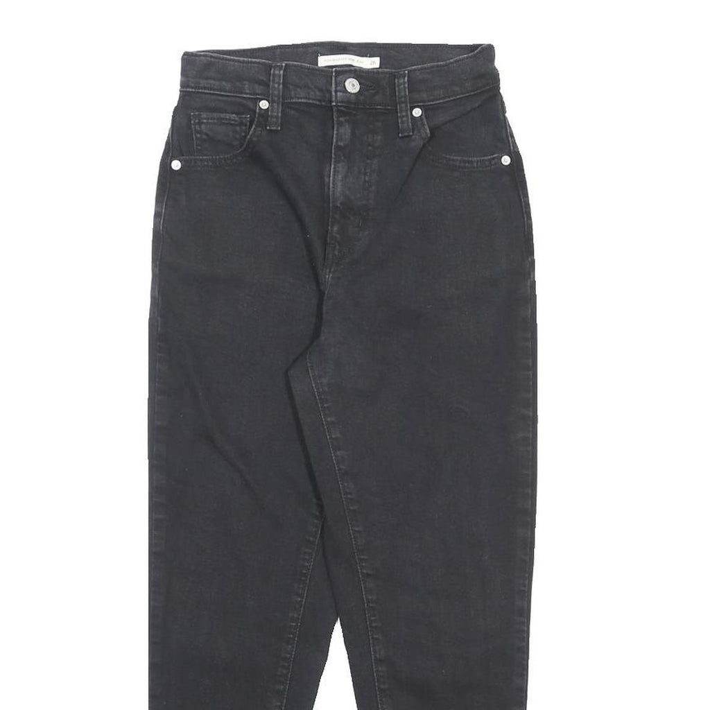 LEVI'S Womens Black Regular Fit Skinny Denim Jeans W26 L27 Cotton Blend Zip
