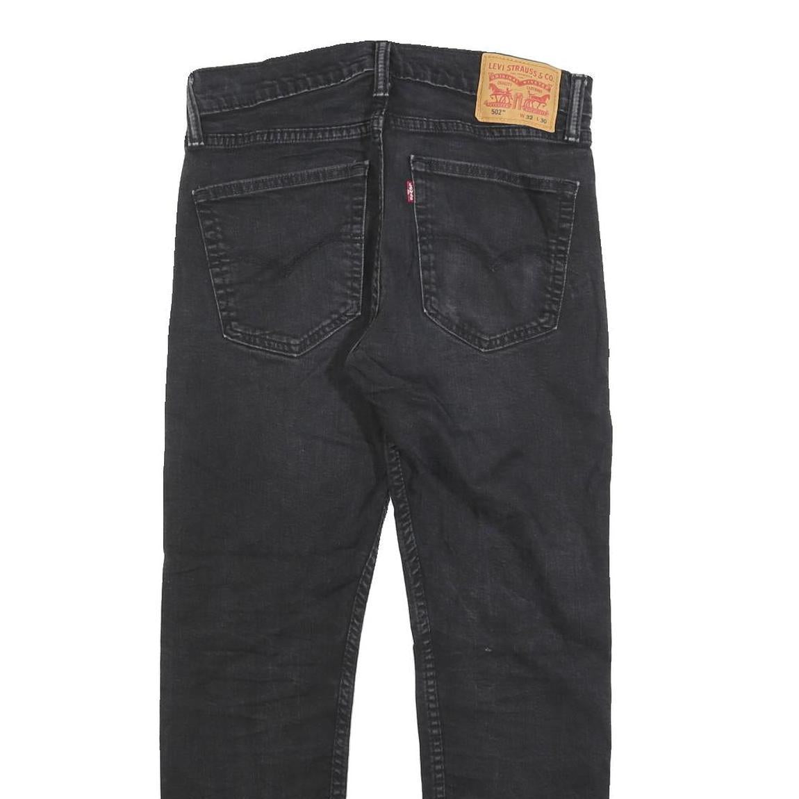 LEVI'S 502 Mens Jeans Black Slim Slim Denim Medium W32 L27 Stylish Zip Closure