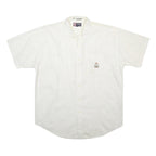 CHAPS RALPH LAUREN Mens White Cotton Short Sleeve Shirt L Embroidered Crest