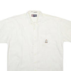 CHAPS RALPH LAUREN Mens White Cotton Short Sleeve Shirt L Embroidered Crest