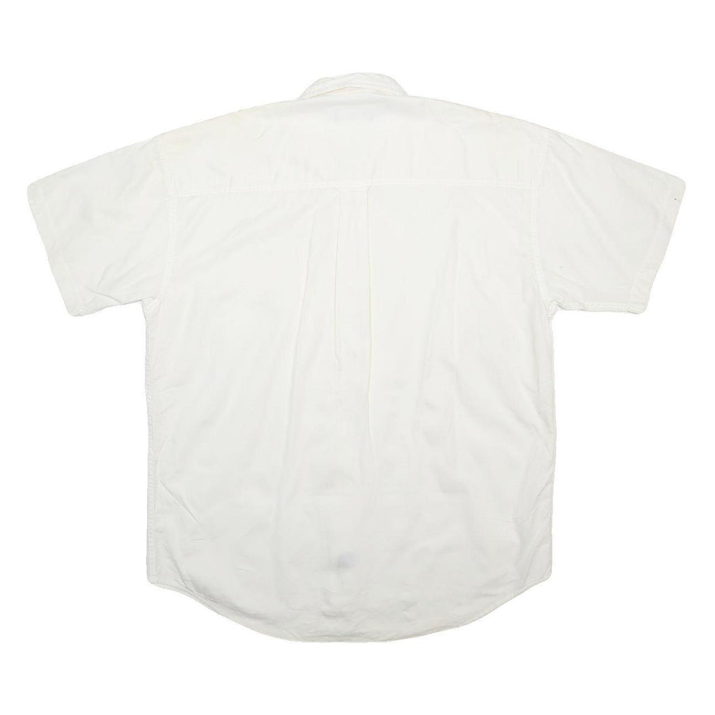 CHAPS RALPH LAUREN Mens White Cotton Short Sleeve Shirt L Embroidered Crest