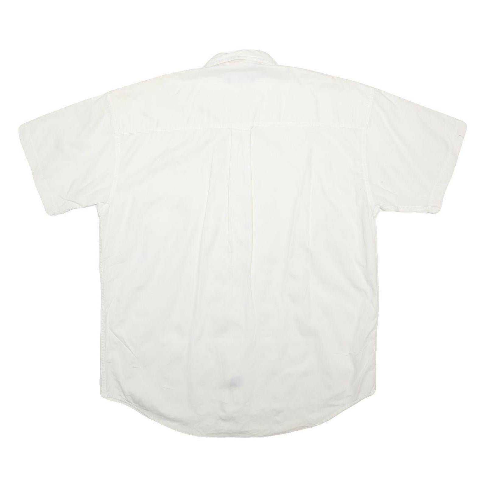 CHAPS RALPH LAUREN Mens White Cotton Short Sleeve Shirt L Embroidered Crest
