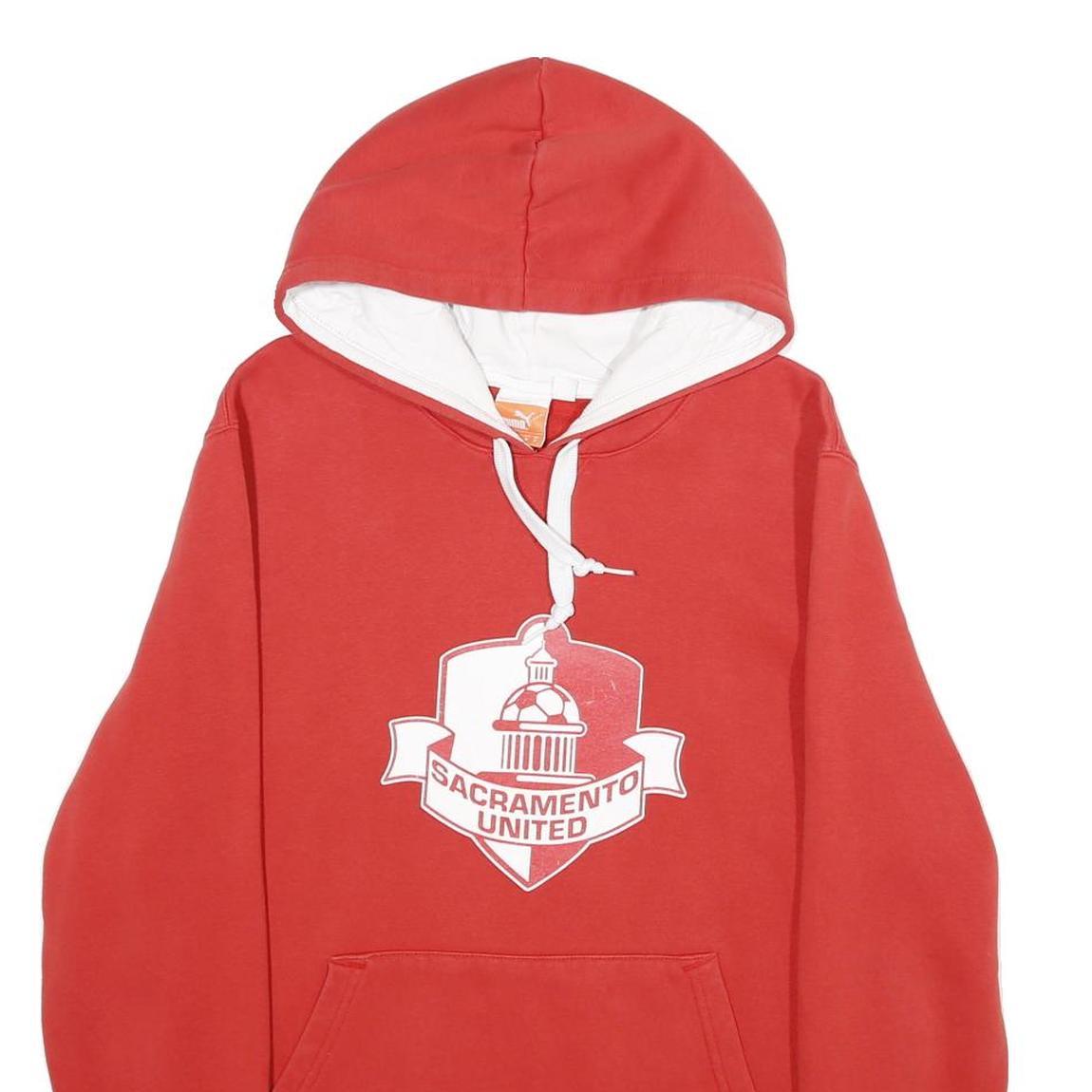 PUMA Mens Red Sacramento United Pullover Hoodie M Cotton Blend Casual Fit