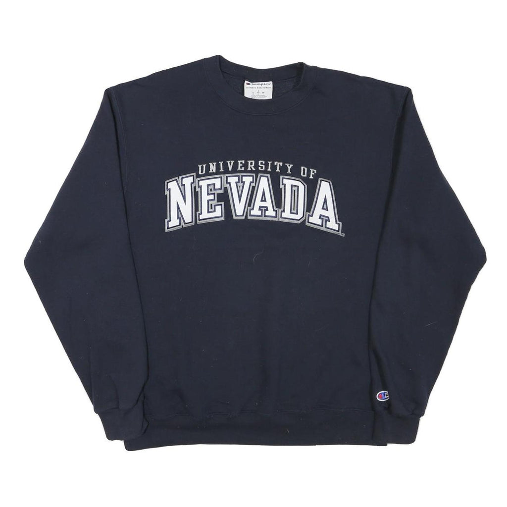 CHAMPION Mens Navy University Of Nevada Crew Neck L Cotton Blend Sweatshirt