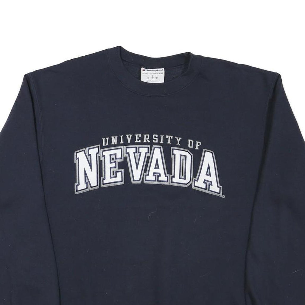 CHAMPION Mens Navy University Of Nevada Crew Neck L Cotton Blend Sweatshirt