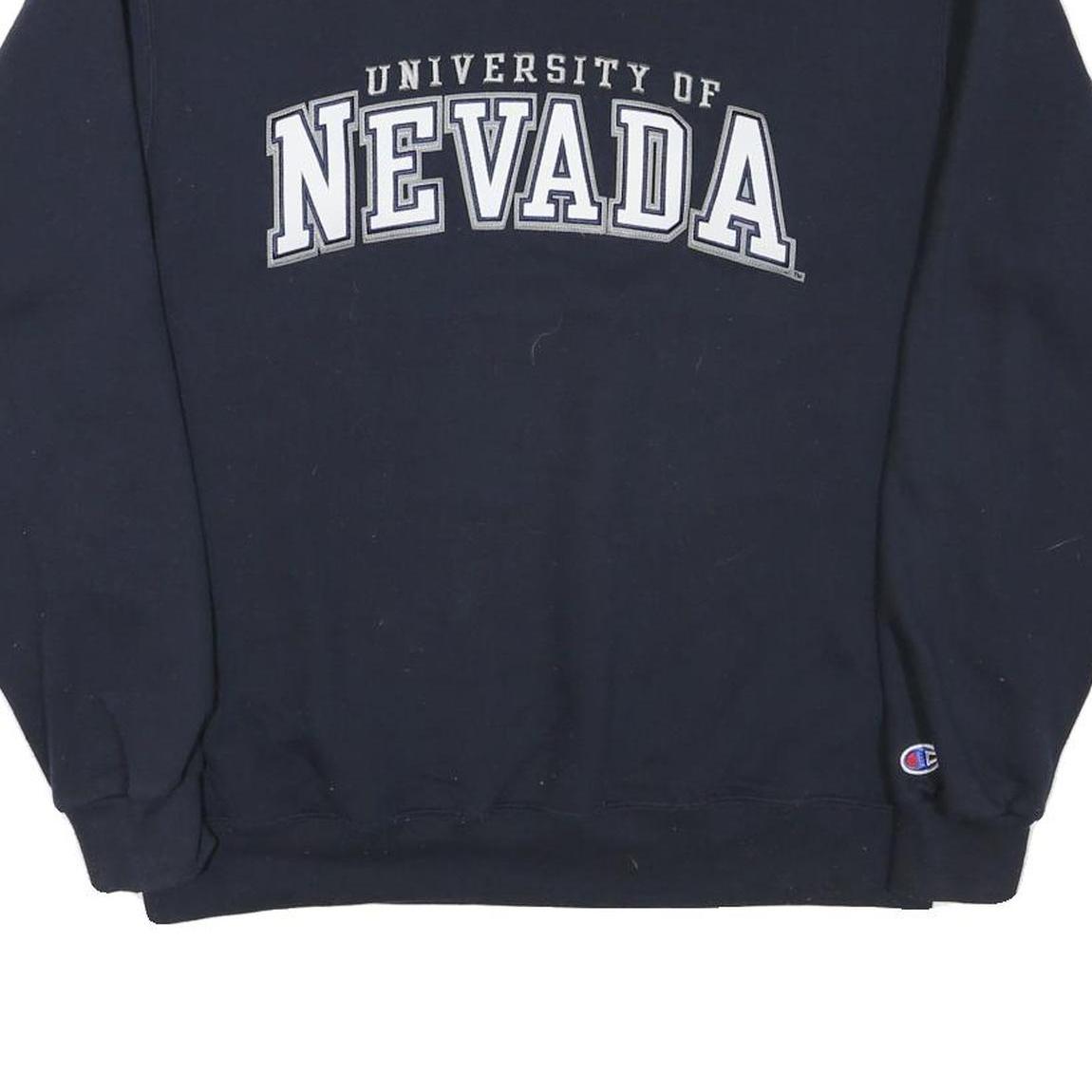 CHAMPION Mens Navy University Of Nevada Crew Neck L Cotton Blend Sweatshirt