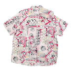 DIVINA Mens Pink Beige Grey Printed Short Sleeve Collared Shirt L Casual Top