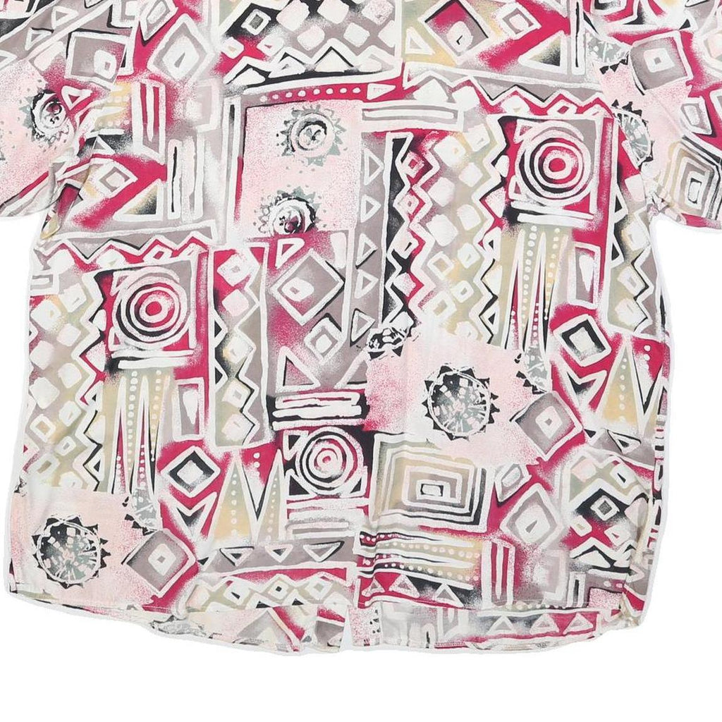 DIVINA Mens Pink Beige Grey Printed Short Sleeve Collared Shirt L Casual Top