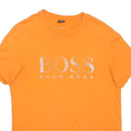HUGO BOSS Mens Orange Graphic T-Shirt XL Short Sleeve Crew Neck Cotton Blend