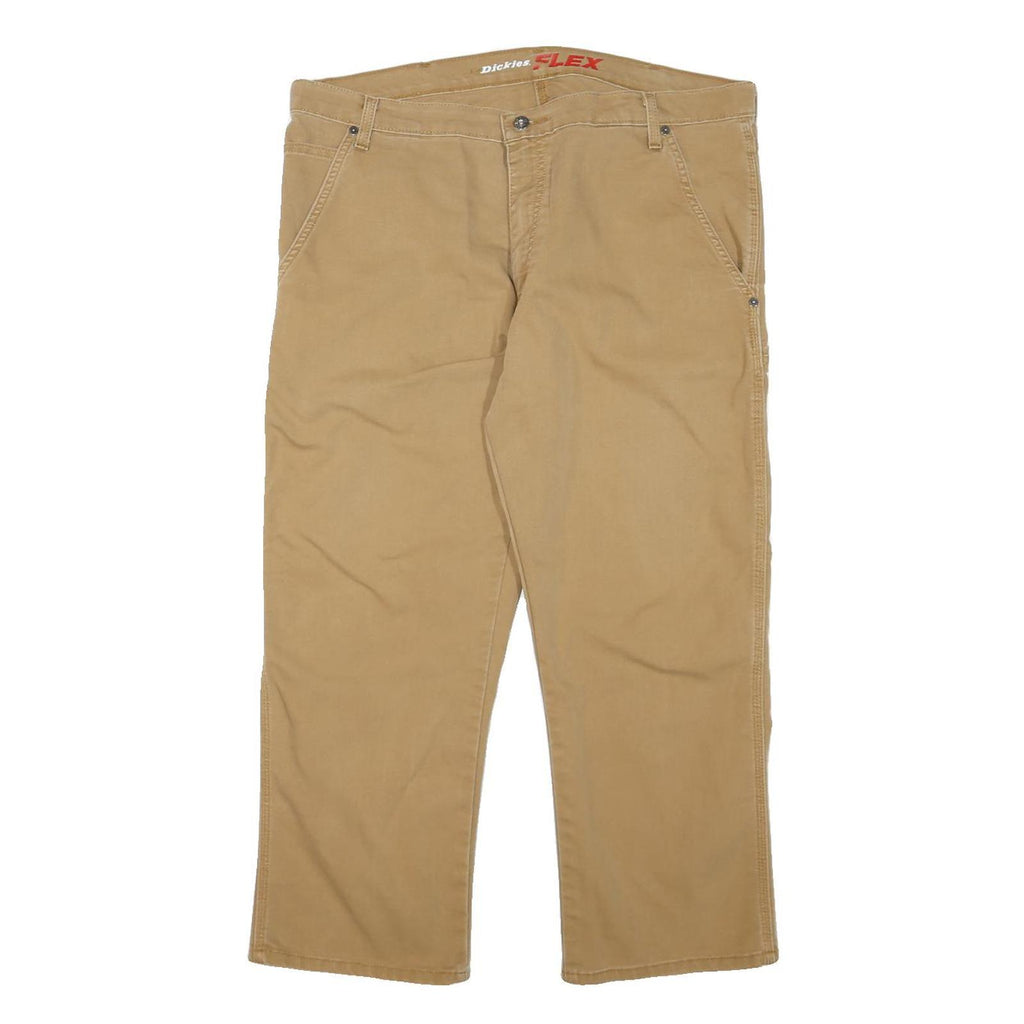 DICKIES Mens Cotton Blend Beige Regular Straight Trousers W38 L25 Workwear