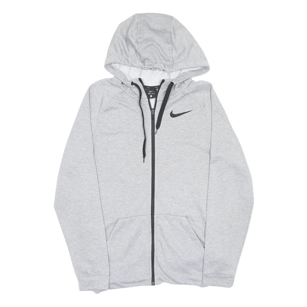NIKE Mens Grey ¼ Zip Hoodie S Cotton Blend Casual Sportswear