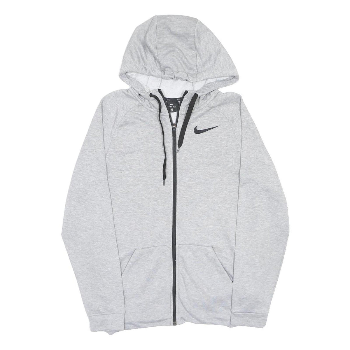 NIKE Mens Grey ¼ Zip Hoodie S Cotton Blend Casual Sportswear