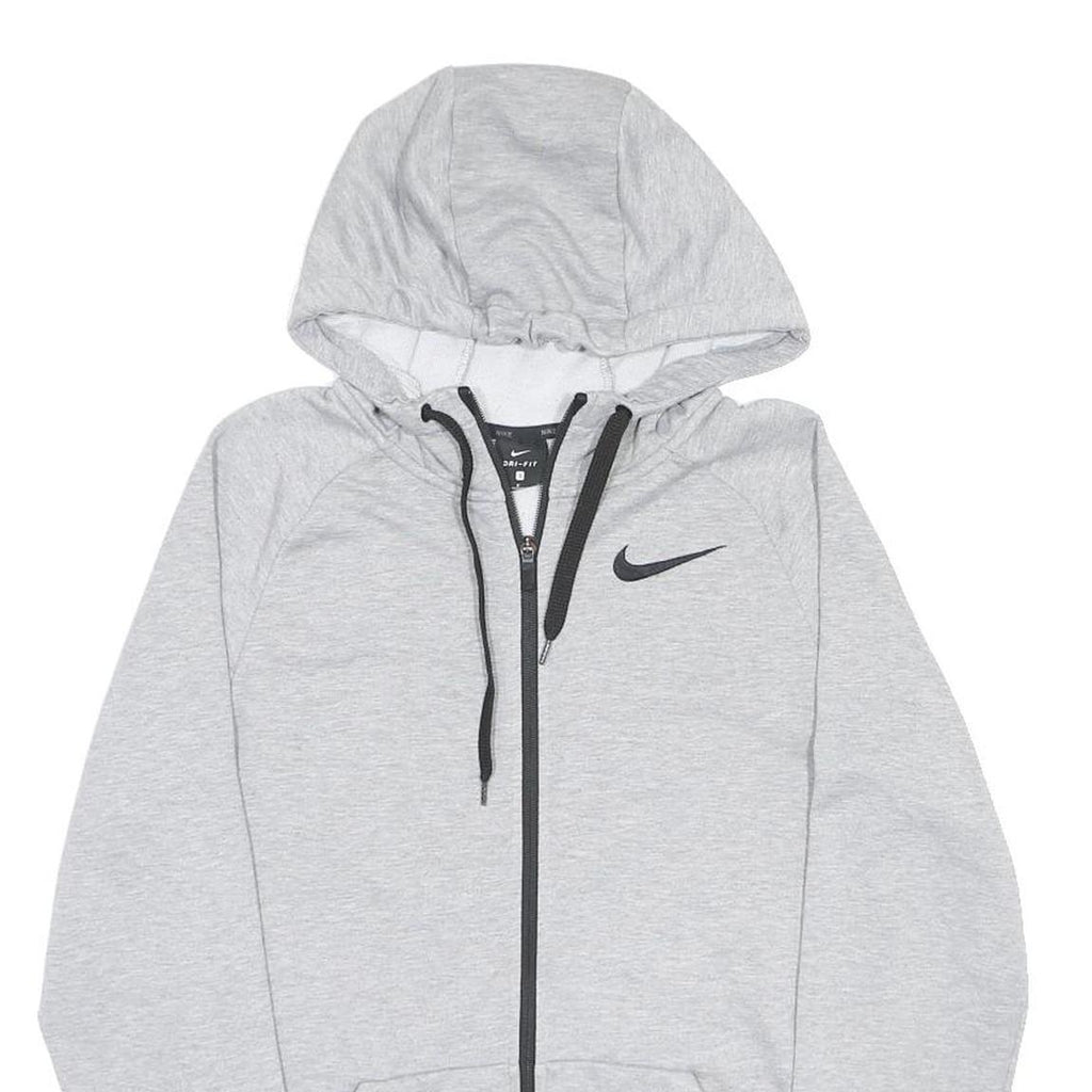 NIKE Mens Grey ¼ Zip Hoodie S Cotton Blend Casual Sportswear