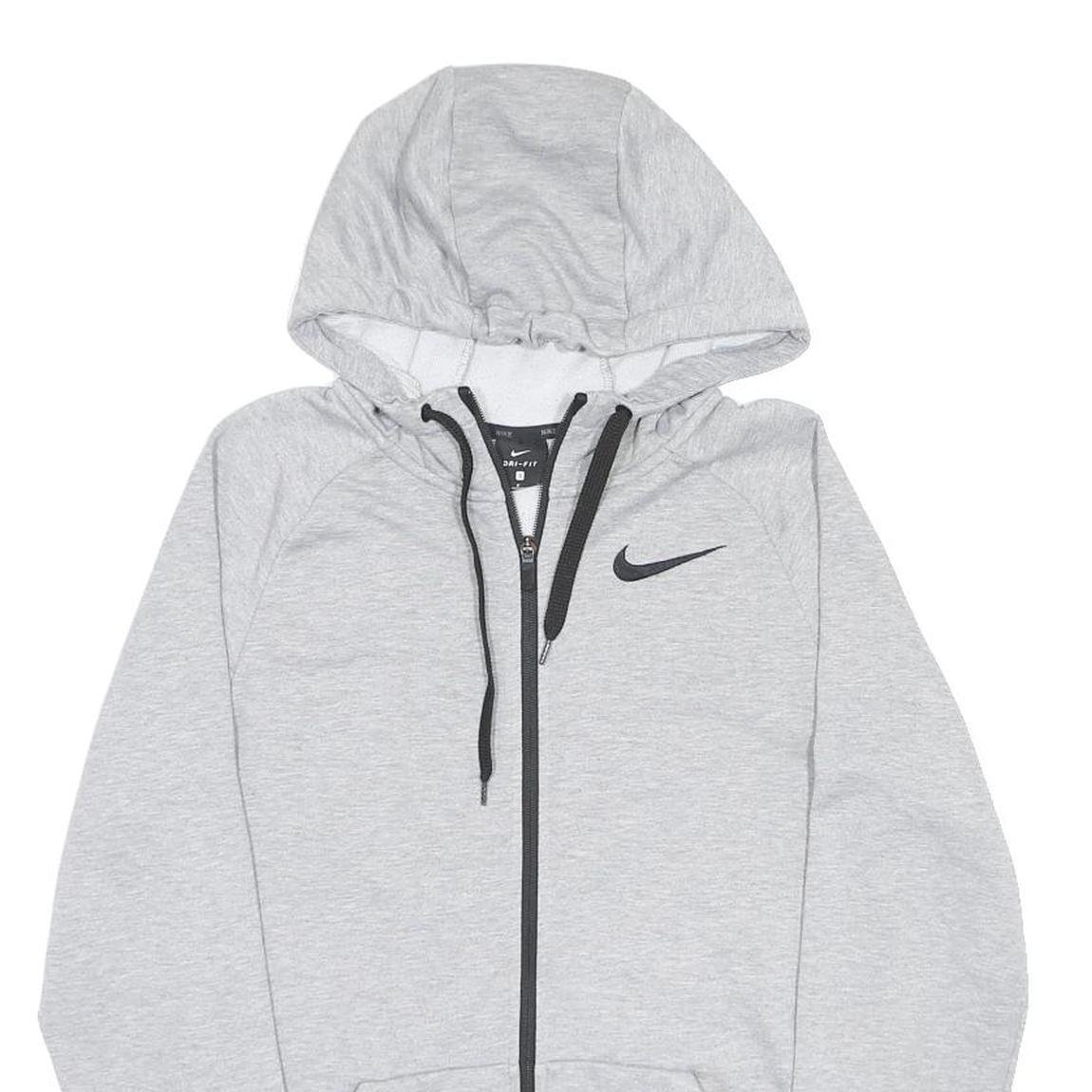 NIKE Mens Grey ¼ Zip Hoodie S Cotton Blend Casual Sportswear