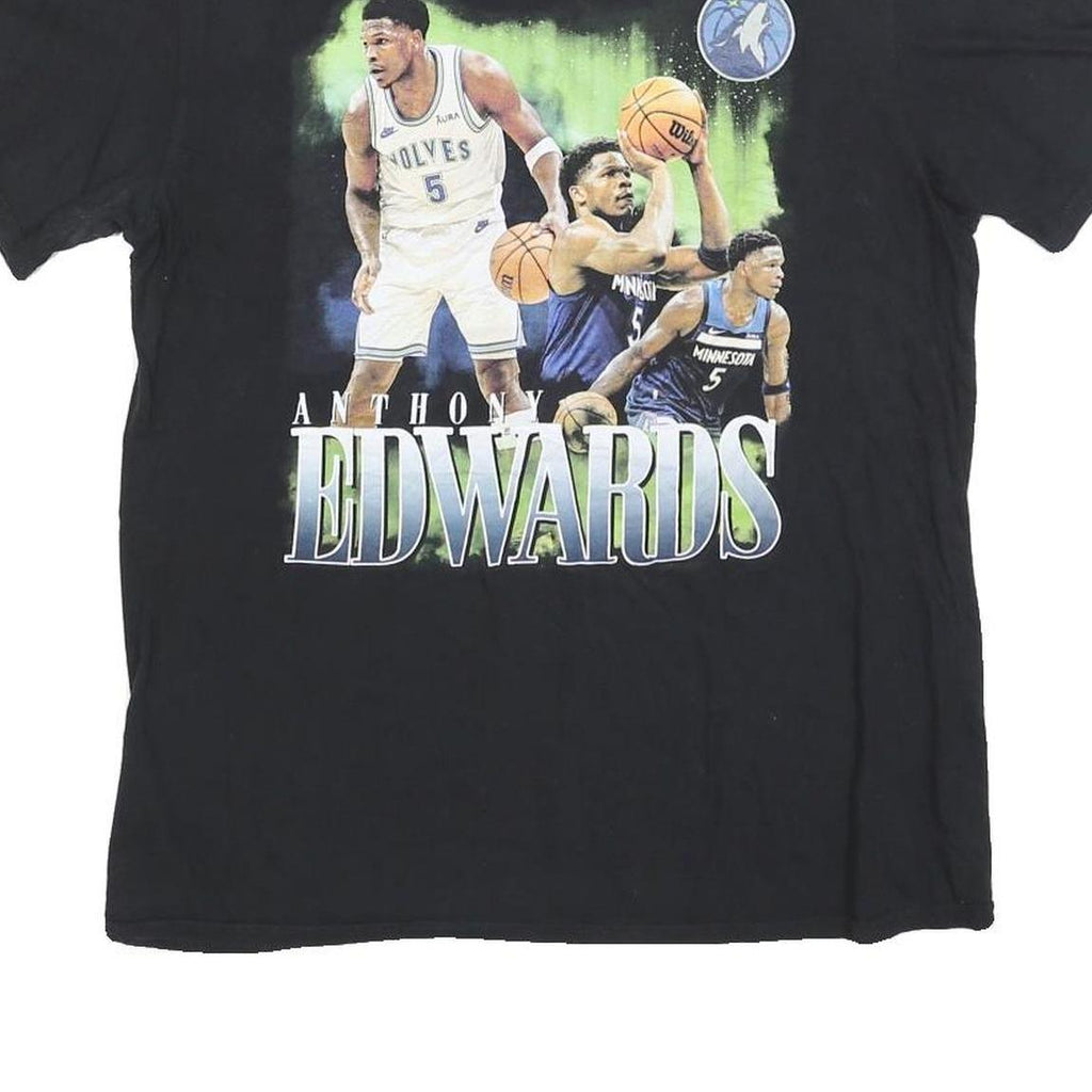 FANATICS Mens Black Anthony Edwards Graphic T-Shirt M Short Sleeve Crew Neck