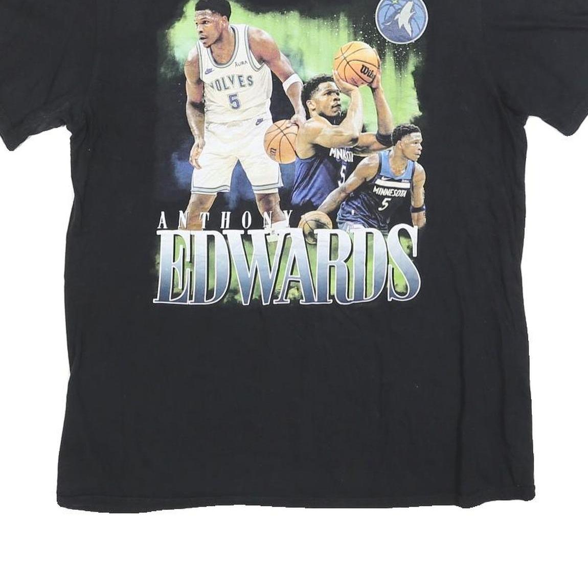 FANATICS Mens Black Anthony Edwards Graphic T-Shirt M Short Sleeve Crew Neck
