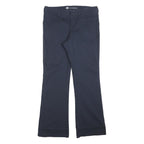 DICKIES Womens Cotton Blend Navy Slim Flared Trousers W34 L34 Classic Workwear