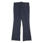 DICKIES Womens Cotton Blend Navy Slim Flared Trousers W34 L34 Classic Workwear