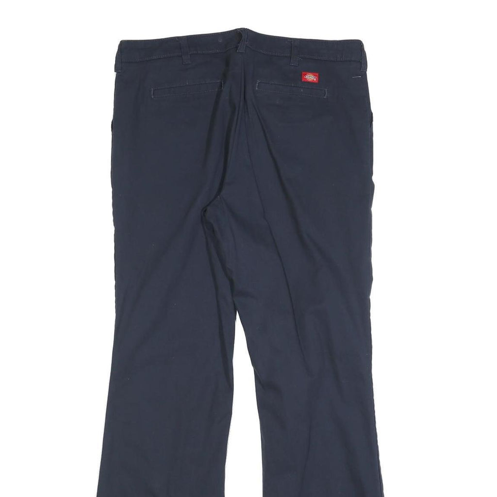 DICKIES Womens Cotton Blend Navy Slim Flared Trousers W34 L34 Classic Workwear