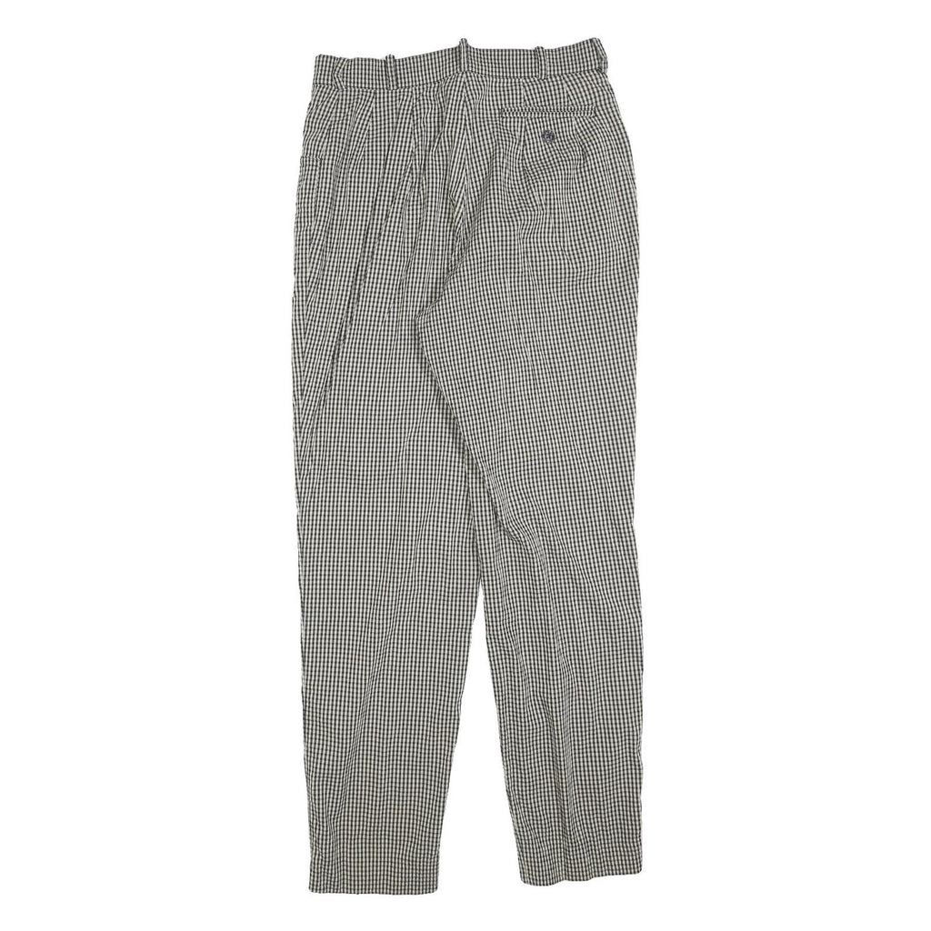 Womens Checked Cotton Blend Regular Straight Trousers W28 L30 Classic Zip