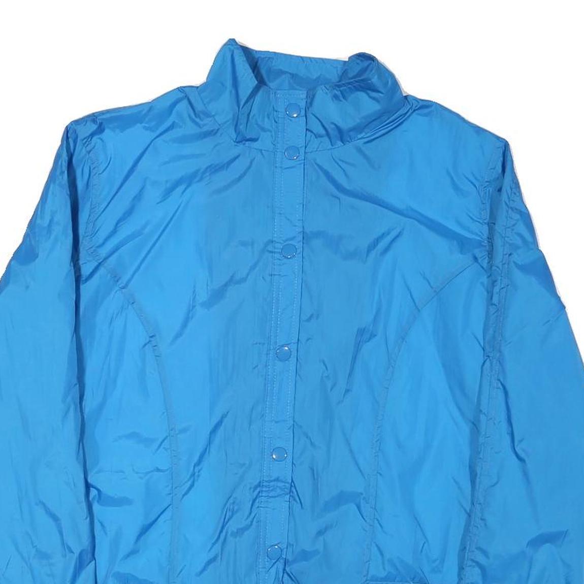 TUDOUR COURT Womens Blue Nylon Button Jacket M Lightweight Casual Outerwear