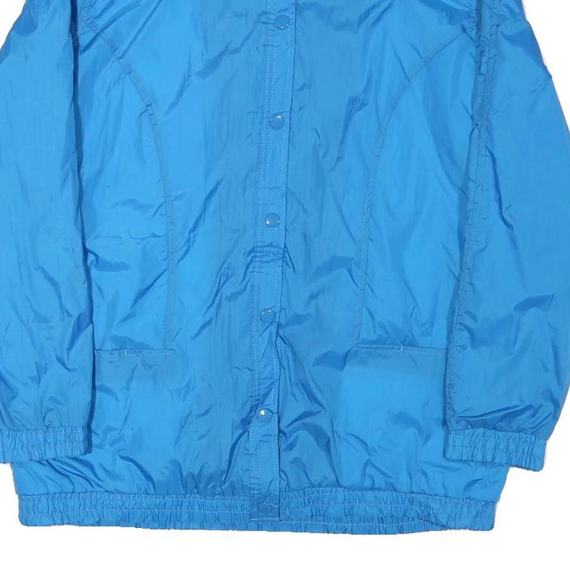 TUDOUR COURT Womens Blue Nylon Button Jacket M Lightweight Casual Outerwear