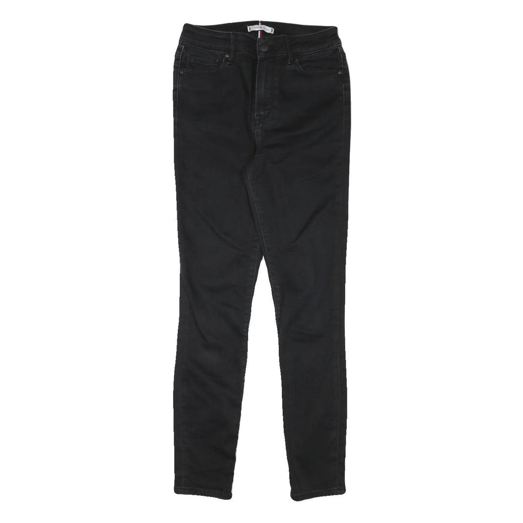 TOMMY HILFIGER Womens Jeans Black Slim Skinny Denim Medium W25 L27 Stylish Zip