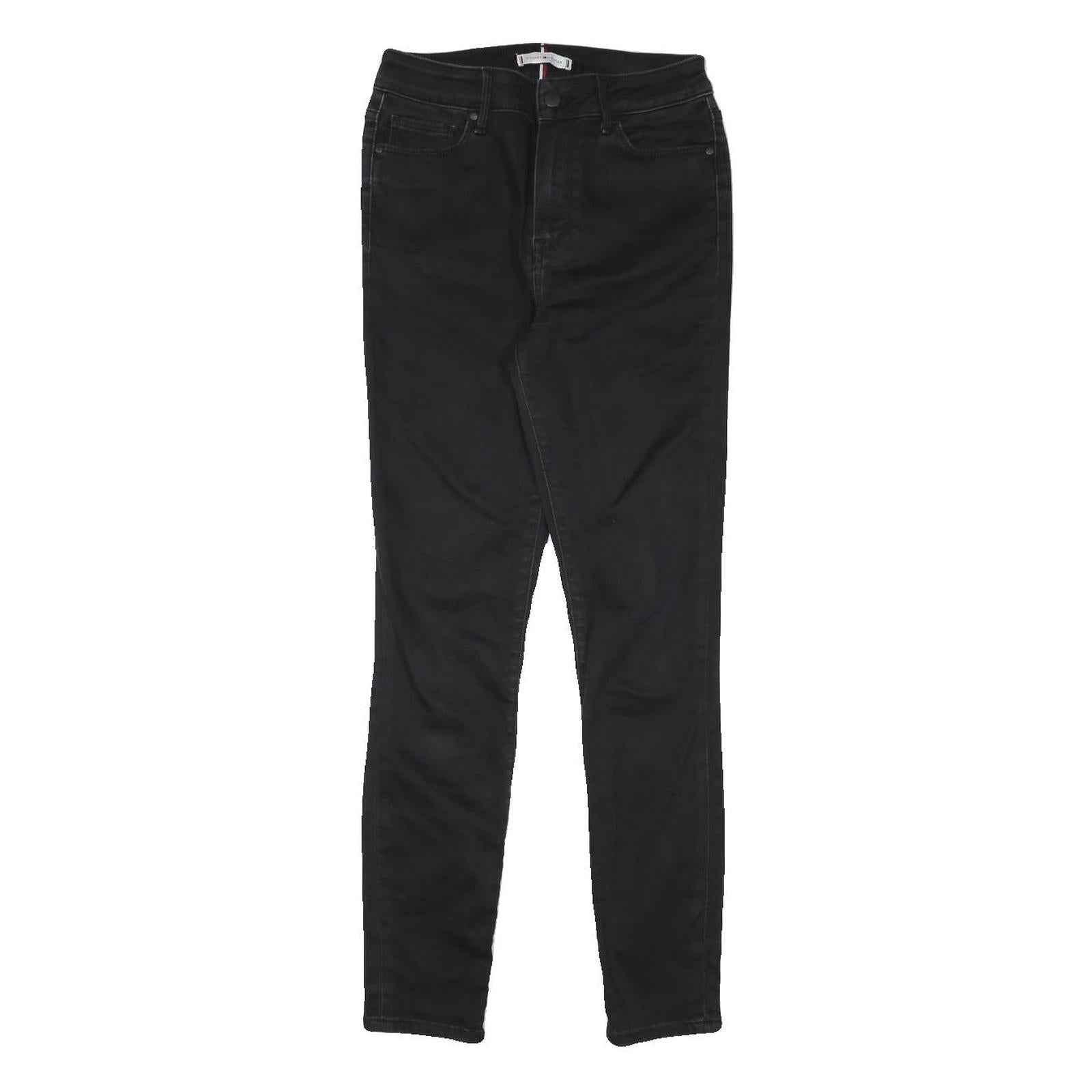 TOMMY HILFIGER Womens Jeans Black Slim Skinny Denim Medium W25 L27 Stylish Zip