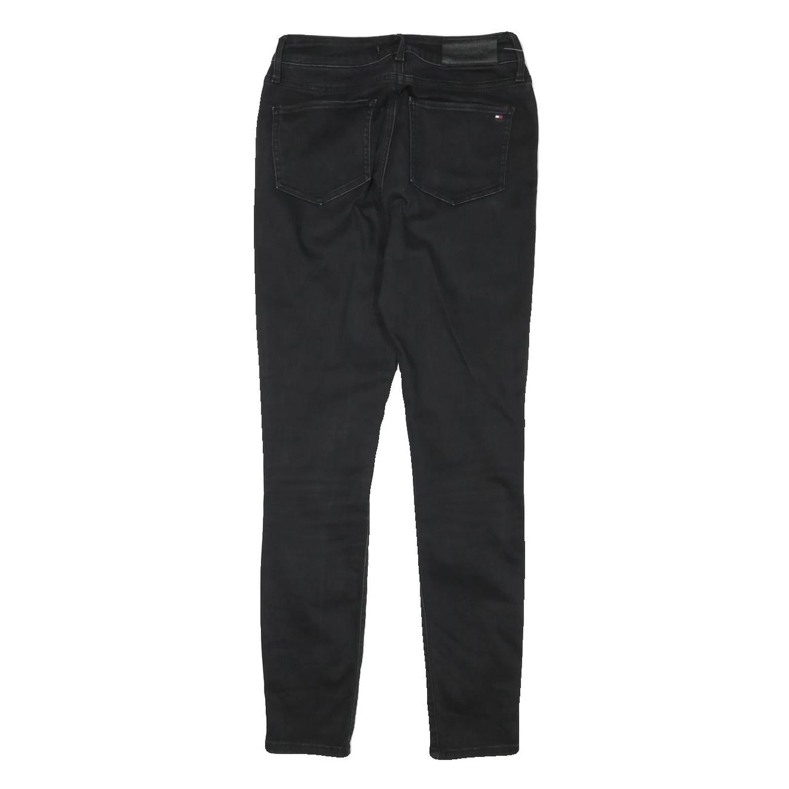 TOMMY HILFIGER Womens Jeans Black Slim Skinny Denim Medium W25 L27 Stylish Zip