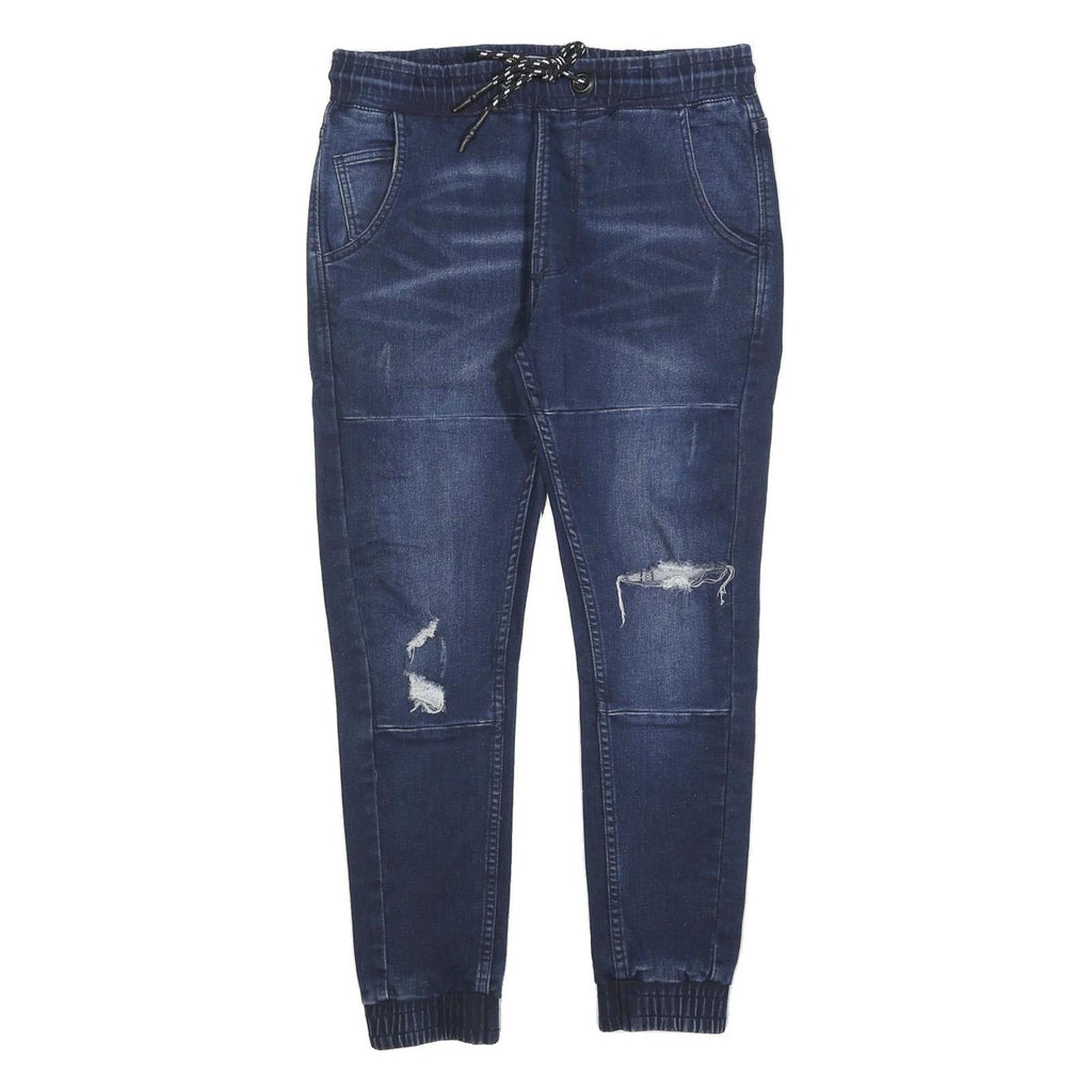 YES OR NO Mens Slim Jeans Blue Denim Cotton Blend Drawstring W30 L26 Casual Wear