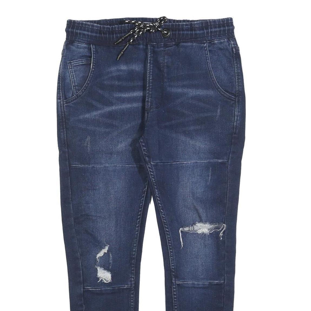 YES OR NO Mens Slim Jeans Blue Denim Cotton Blend Drawstring W30 L26 Casual Wear