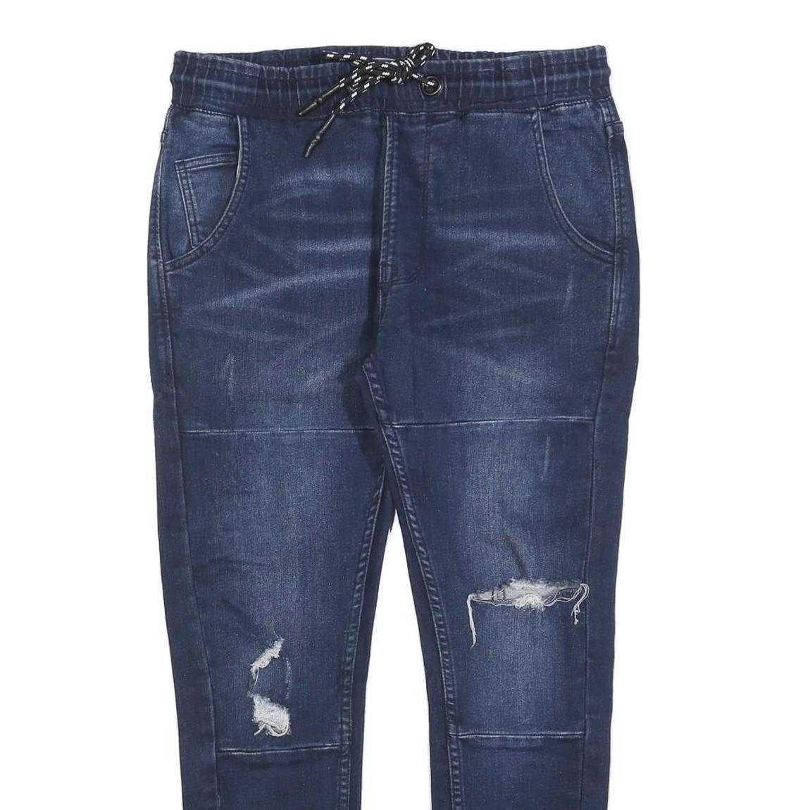 YES OR NO Mens Slim Jeans Blue Denim Cotton Blend Drawstring W30 L26 Casual Wear