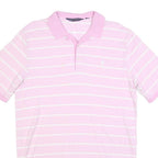 POLO RALPH LAUREN Mens Pink & White Striped Short Sleeve Polo Shirt M Classic