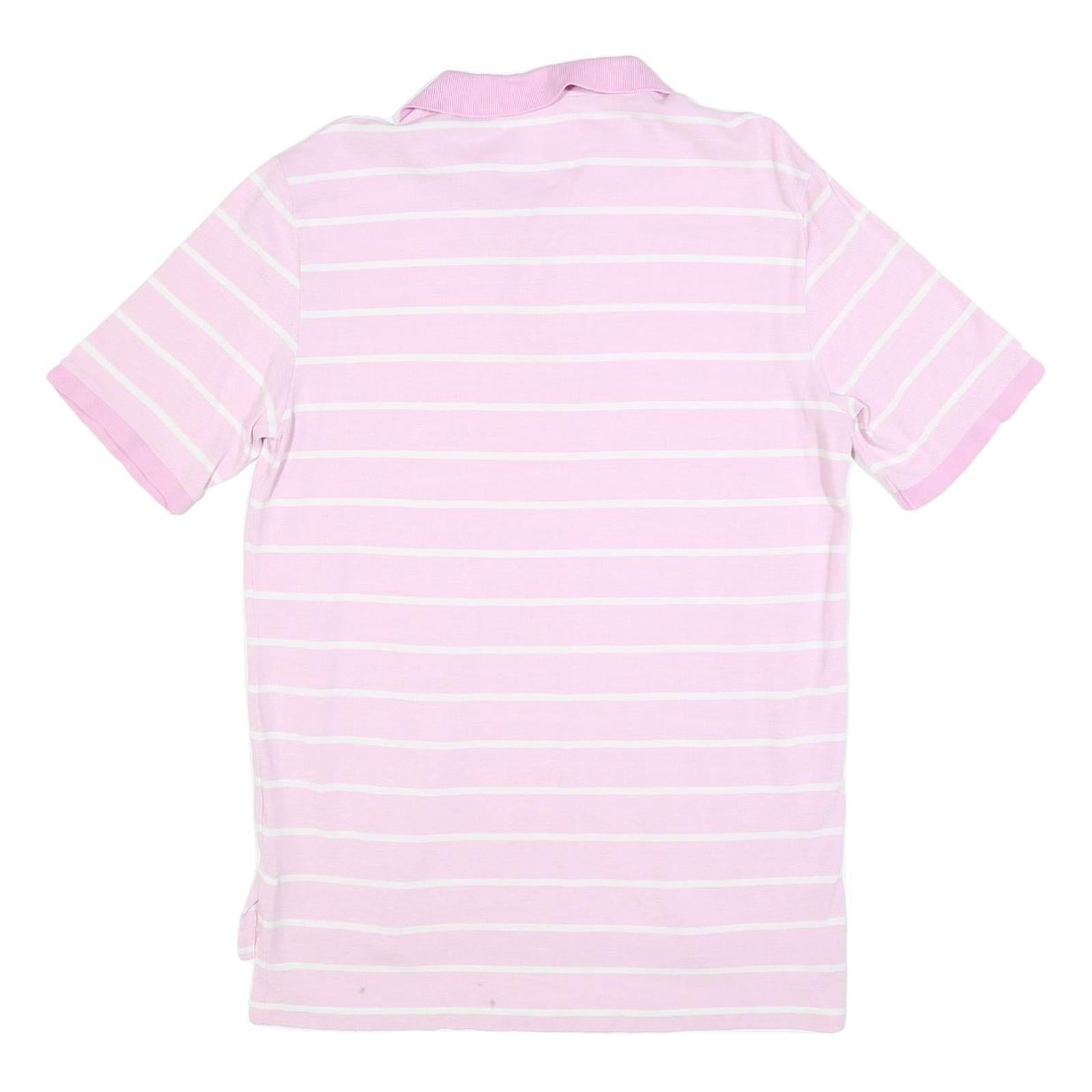 POLO RALPH LAUREN Mens Pink & White Striped Short Sleeve Polo Shirt M Classic