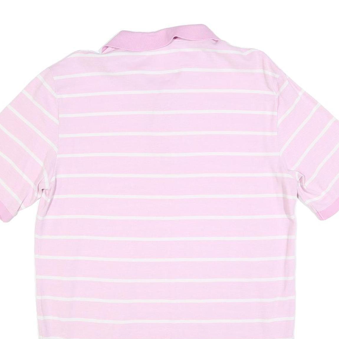 POLO RALPH LAUREN Mens Pink & White Striped Short Sleeve Polo Shirt M Classic