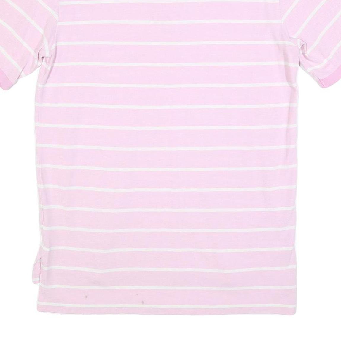 POLO RALPH LAUREN Mens Pink & White Striped Short Sleeve Polo Shirt M Classic