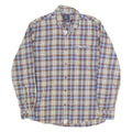 PIERRE CARDIN Mens Brown Blue & White Checked Shirt M Classic Cotton Long Sleeve